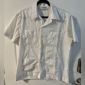 80s Vintage Romani Guayabera Button Up Casual Shirt  Mexican Wedding Cuban Shirt